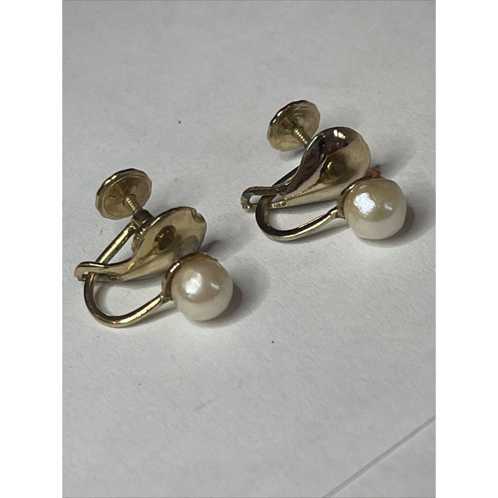 Vintage SIGNED Coro Faux Pearl Screw Back Earrings